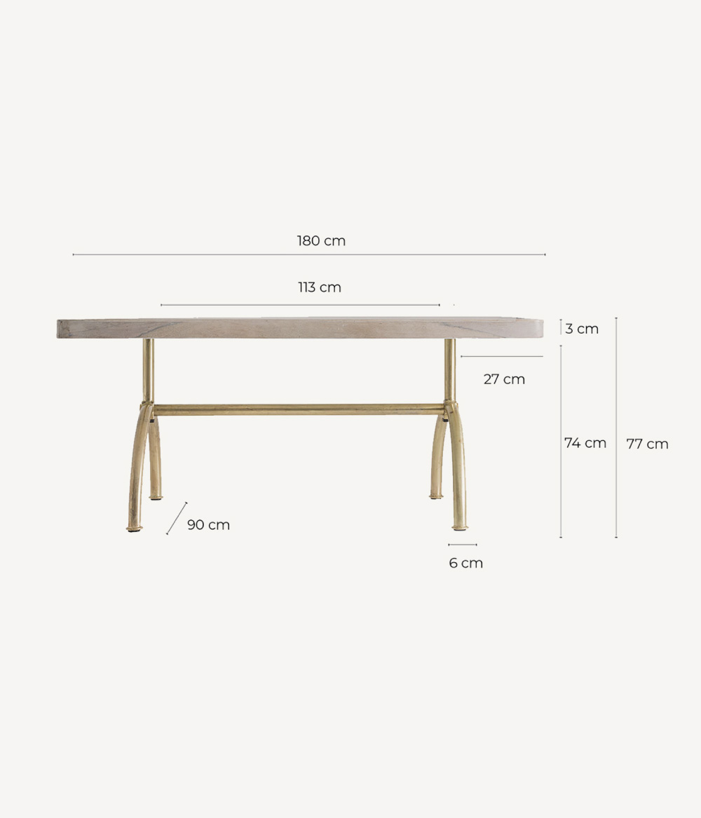 Mesa de comedor de madera y metal Hunter - Konzept Store®
