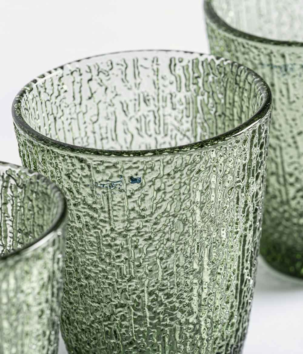 Set de 6 copas y vasos cristal verde vintage - Konzept Store®